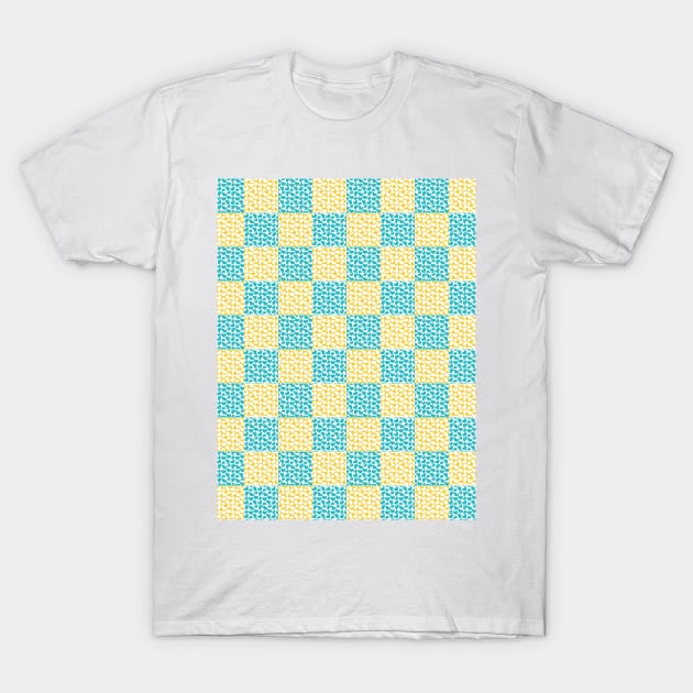 Checkered Love in Turquoise, Yellow, and White T-Shirt by LAEC